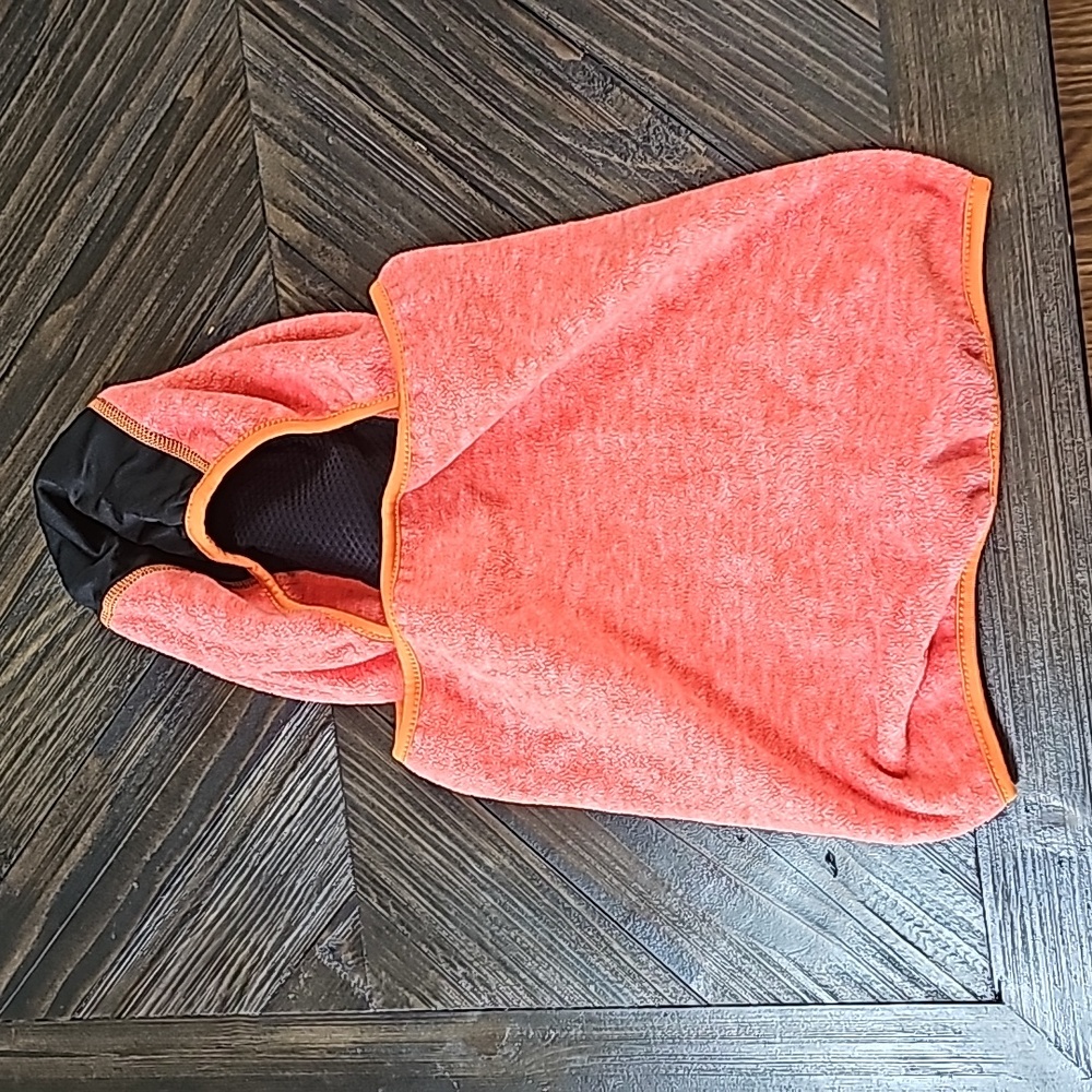 youth Ski Gater and hoodie in one. Peach/orange